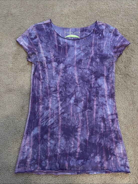 Earth Yoga Tops - Earth Yoga Organic Cotton/Bamboo Purple Tie-Dye Scoop Neck Top-size Medium, EUC